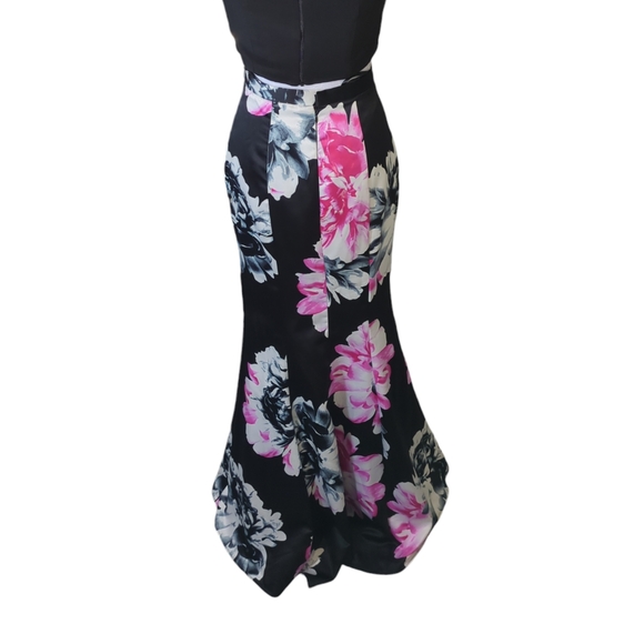 Blondie nites by Stacy Skylar skirt and crop top floral color black/pink/white 3 - Picture 4 of 6